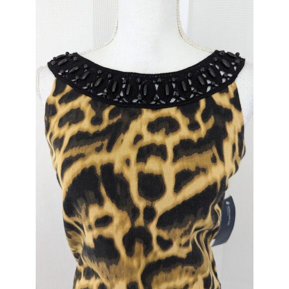 NWT! JONES NEW YORK SIGNATURE! GINGERNUT LEOPARD, BLACK CROCHET TOP, TANK! SZ S - Picture 3 of 8
